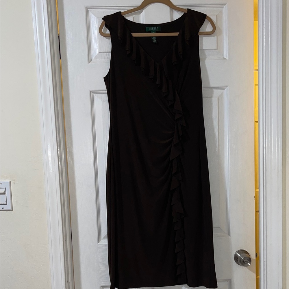 Lauren Ralph Lauren Brown Ruffle Dress
